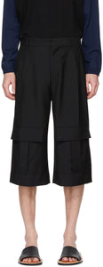 Loewe Navy Wool Cargo Short Trousers - Pantalon court de la cargaison Loewe Navy Laine - Loewe Navy Wool화물 짧은 바지