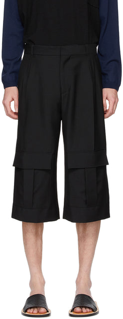 Loewe Navy Wool Cargo Short Trousers - Pantalon court de la cargaison Loewe Navy Laine - Loewe Navy Wool화물 짧은 바지
