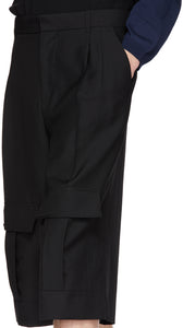 Loewe Navy Wool Cargo Short Trousers