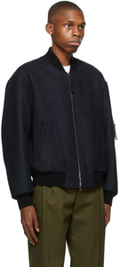 Loewe Navy Wool Insulated Bomber Jacket