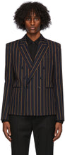 Saint Laurent Navy Wool Striped Blazer - Blazer rayé de laine de laine bleu marine Saint Laurent - 세인트 로랑 해군 양모 스트라이프 블레이저
