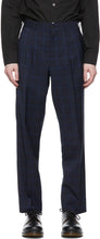 Comme des GarÃ§ons Homme Deux Navy Wool Windowpane Trousers - Pantalon de vitres de laine de laine de laine Navy Homme des garçons - comme des garÃ§ons homme deux 해군 양모 창 창 바지