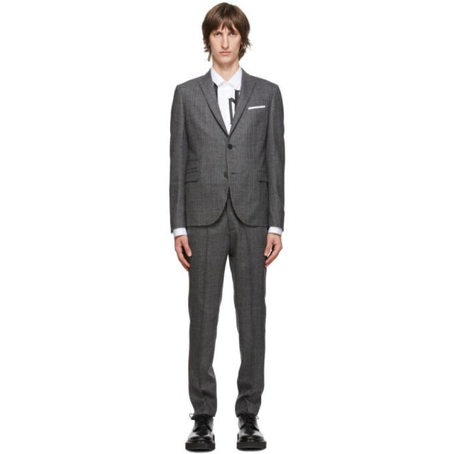 Neil Barrett Grey Light Stripe Wool Suit