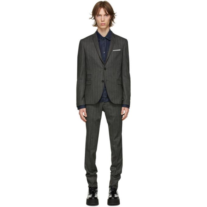 Neil Barrett Grey Twill Stripe Suit