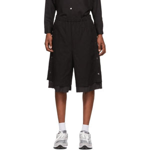 N.Hoolywood Black Double Layered Pressed Shorts