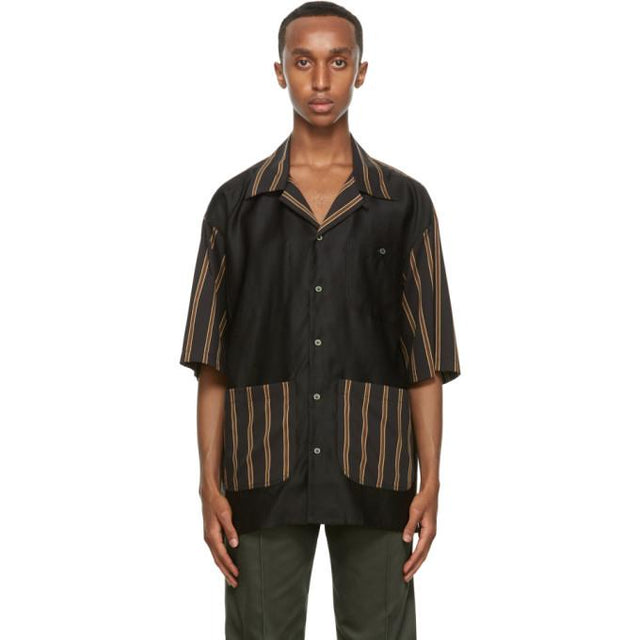 Nicholas Daley Black Striped Short Sleeve Shirt