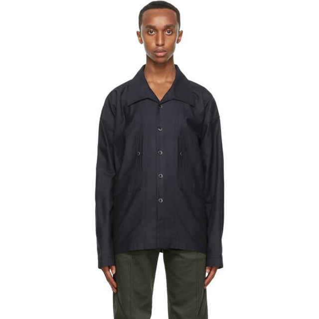Nicholas Daley Navy Cotton Oversized Shirt