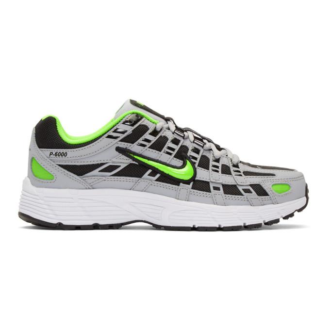 Nike Grey and Green P-6000 Sneakers