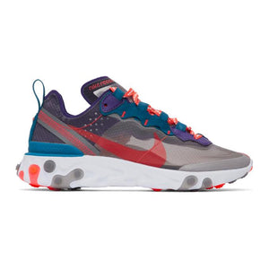 Nike Grey and Purple React Element 87 Sneakers