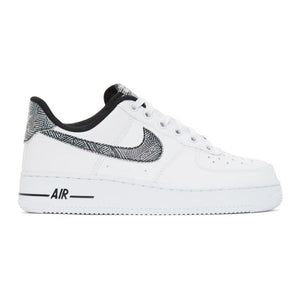 Nike White and Black Geometric Print Air Force 1 07 Sneakers