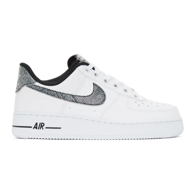 Nike White and Black Geometric Print Air Force 1 07 Sneakers
