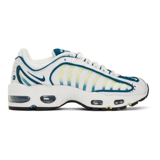 Nike White and Blue Air Max Tailwind IV Sneakers