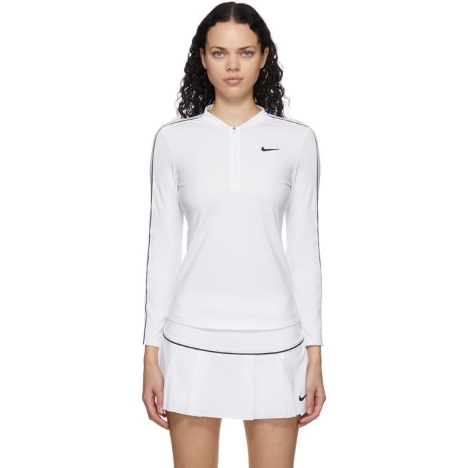 Nike White Jersey Half-Zip Pullover