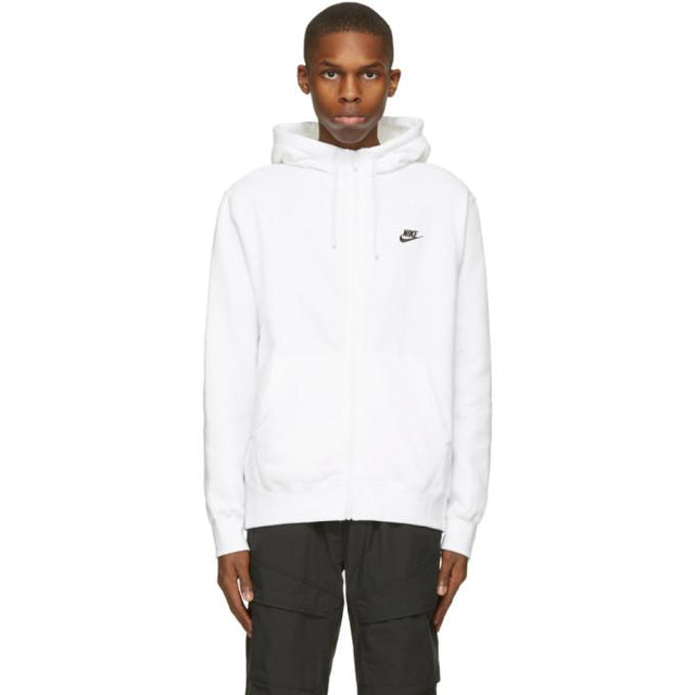 Nike White Zipped Sportswear Club Hoodie
