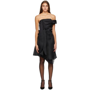Nina Ricci Black Asymmetric Off-The-Shoulder Dress