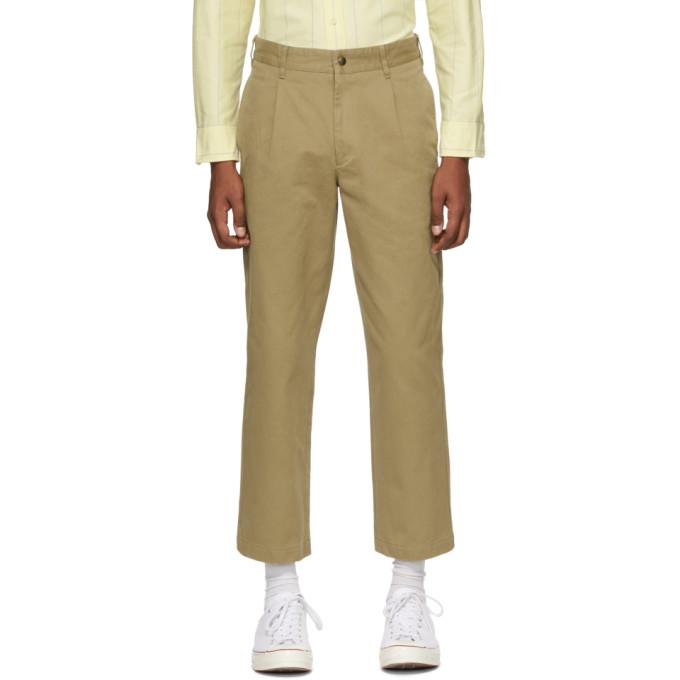 Noah Khaki Single-Pleat Chino Trousers – BlackSkinny