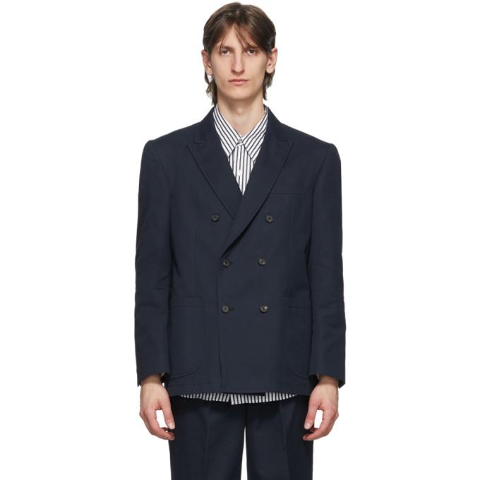 Noah Navy Double-Breasted Blazer