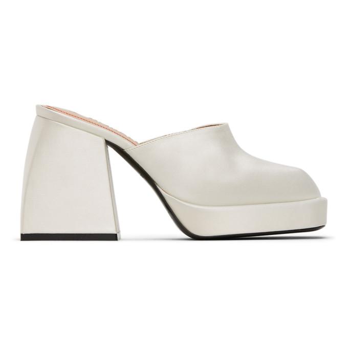 Nodaleto White Silk Bulla Geller Heeled Mules
