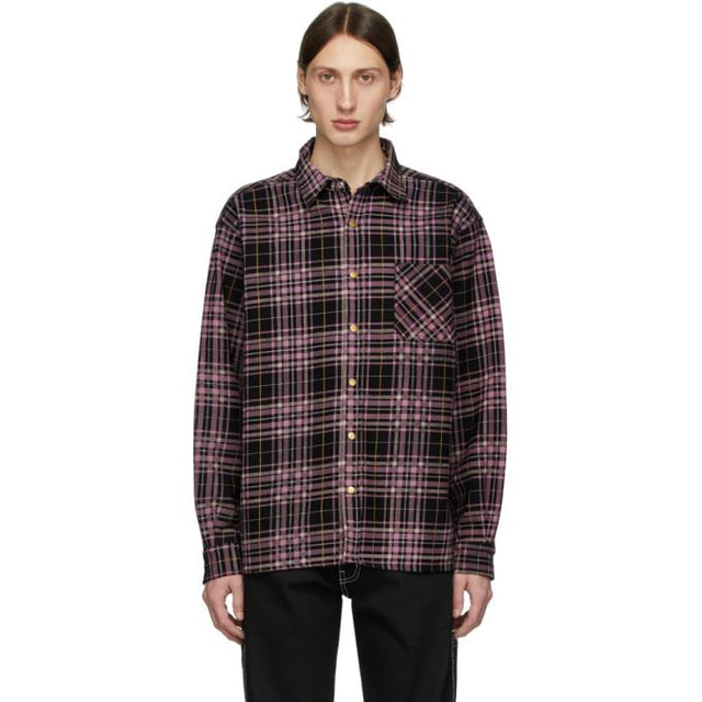 Noon Goons Black and Pink Denim Check Snap Shirt