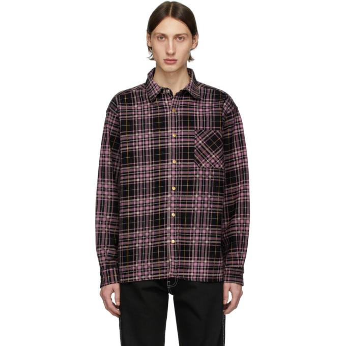 Noon Goons Black and Pink Denim Check Snap Shirt