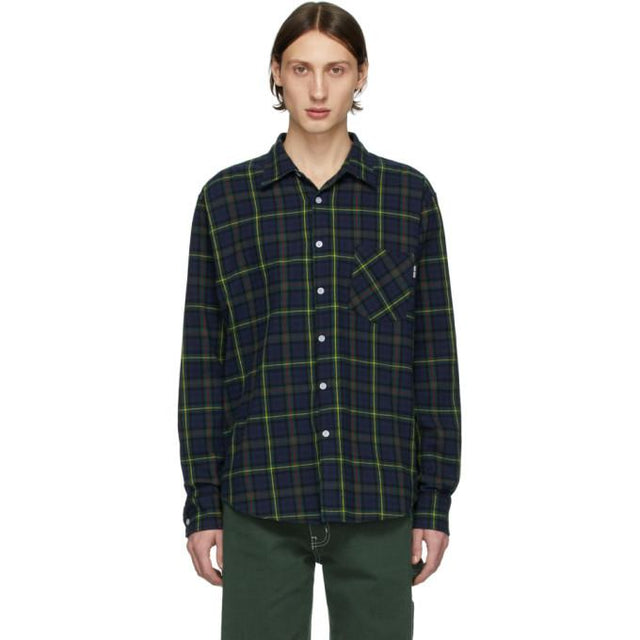 Noon Goons Navy and Green Check Sect Shirt