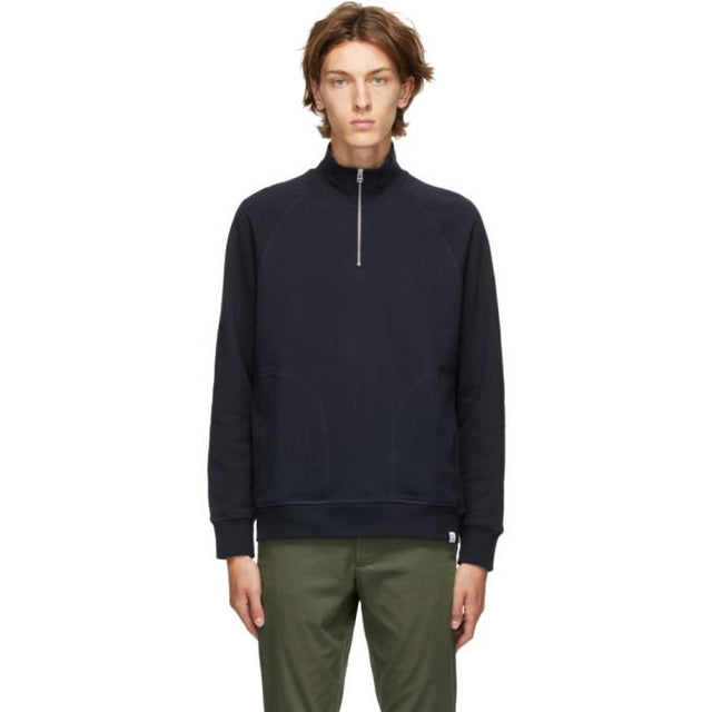 Norse Projects Navy Alfred Zip-Up Sweater
