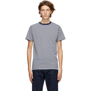 Norse Projects Navy and White Striped Niels T-Shirt