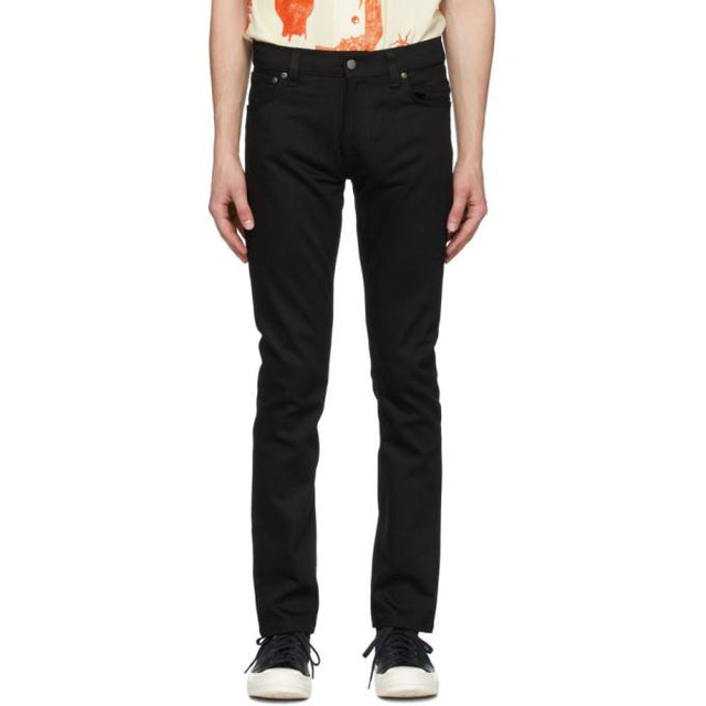 Nudie Jeans Black Thin Finn Dry Jeans