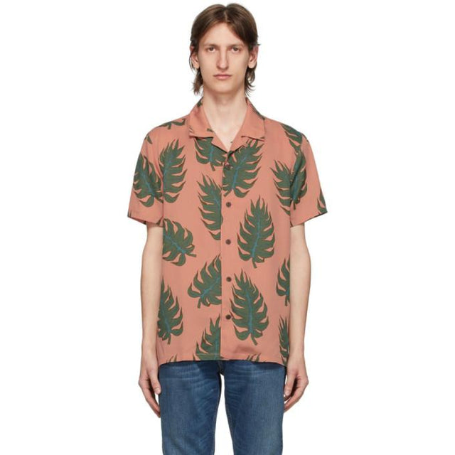 Nudie Jeans Pink Leaf Print Arvid Shirt