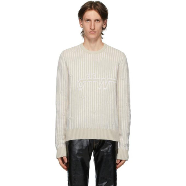 Off-White Beige Cables Sweater