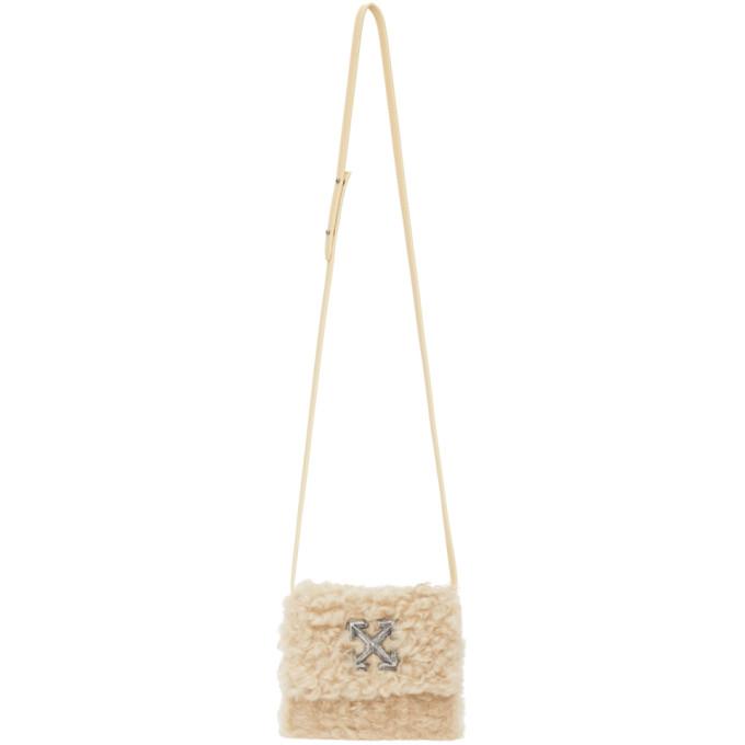 Off-White Beige Shearling Jitney 0.7 Bag