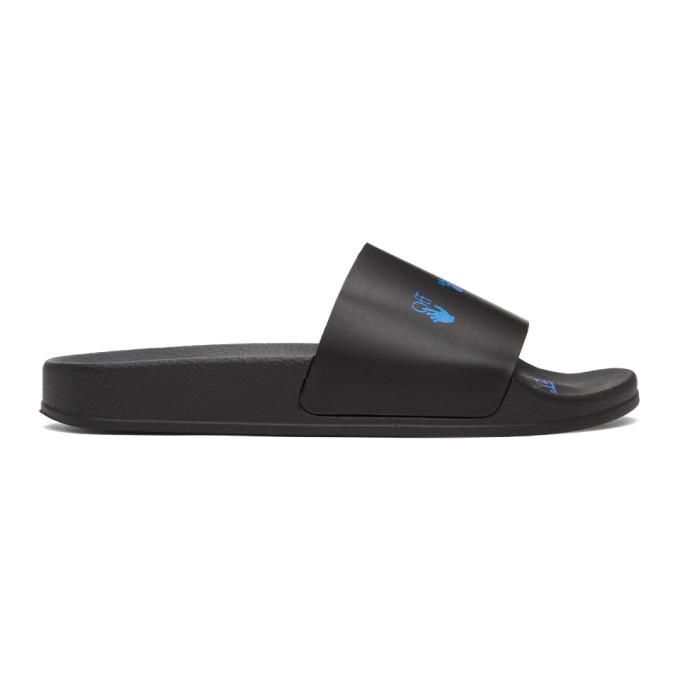 Off-White Black and Blue New Logo Pool Slides