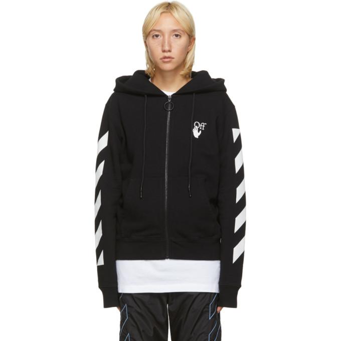 Off-White Black and White Agreement Zip-Up Hoodie