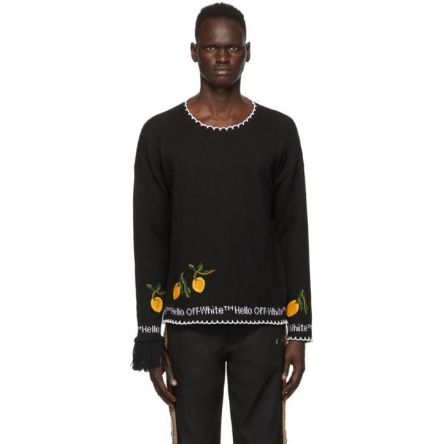 Off-White Black and Yellow Hello Lemon Crewneck