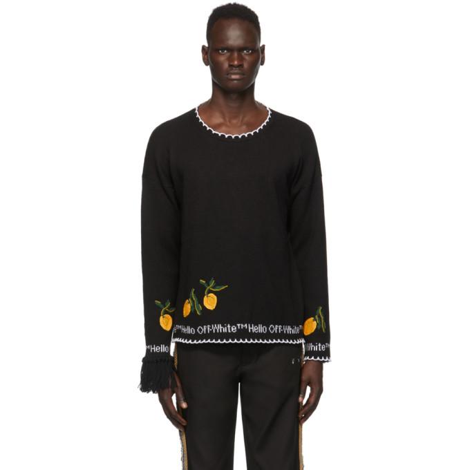 Off-White Black and Yellow Hello Lemon Crewneck
