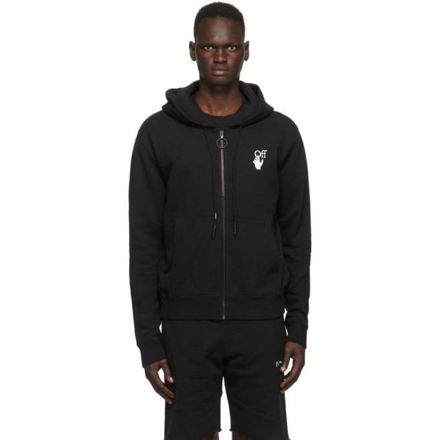 Off-White Black Cut Here Slim Zip Hoodie