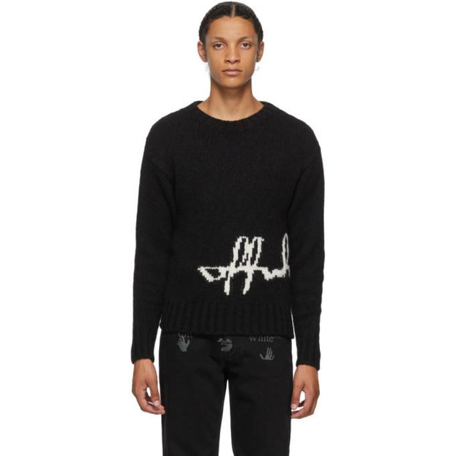 Off-White Black Intarsia Logo Crewneck