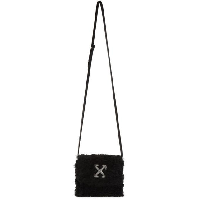 Off-White Black Shearling Jitney 0.7 Bag
