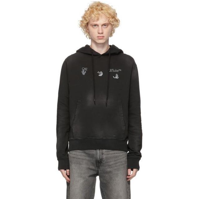 Off-White Black Vintage Logo Slim Hoodie