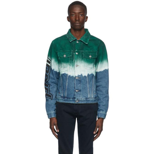 Off-White Blue and Green Denim Degrade Pivot Jacket