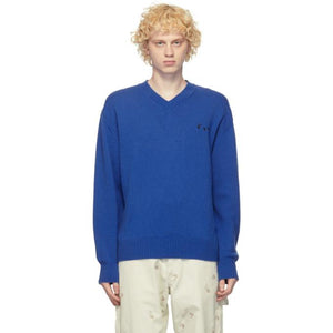 Off-White Blue Cashmere Logo Sweater