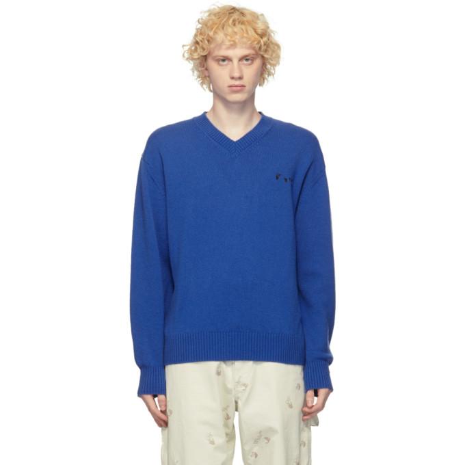 Off-White Blue Cashmere Logo Sweater
