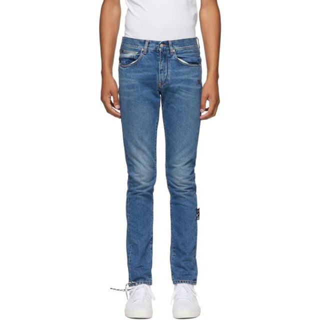 Off-White Blue Diag Slim Jeans