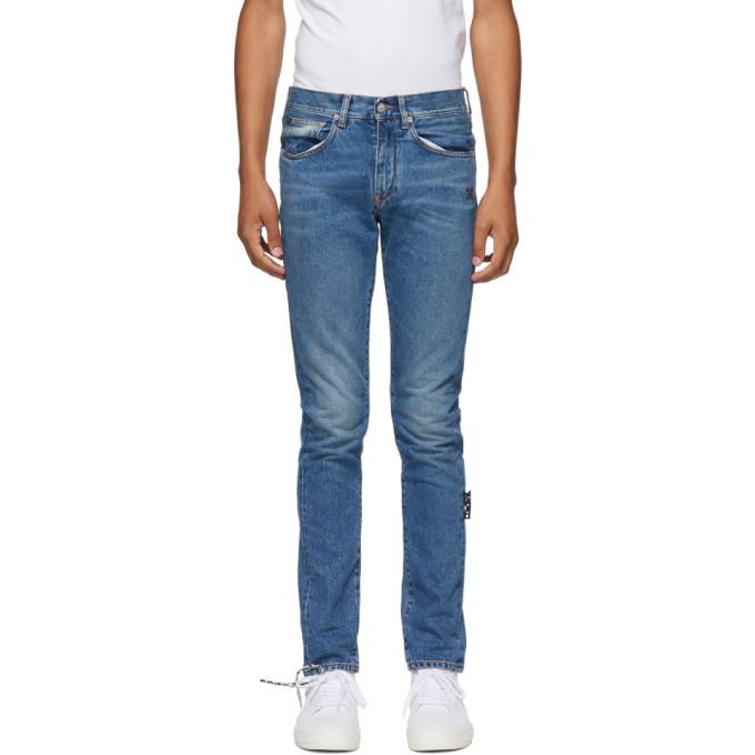 Off-White Blue Diag Slim Jeans