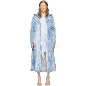 Off-White Blue Tie-Dye Rain Coat