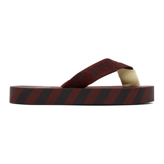 Off-White Burgundy and Black Flip Flop Sandals