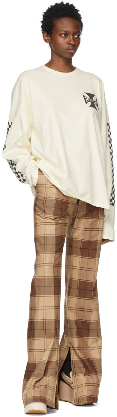 Rhude Off-White Classic Checkers Long Sleeve T-Shirt