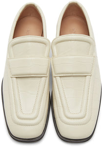 Bottega Veneta Off-White Croc Loafers