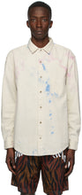 Palm Angels Off-White Denim Tie-Dye Shirt - Chemise de colorant cravate en denim de paume d'anges - 팜 천사 오프 화이트 데님 타이 염료 셔츠