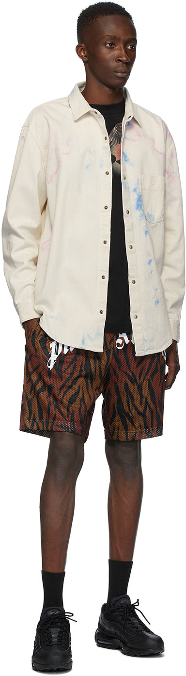 Palm Angels Off-White Denim Tie-Dye Shirt